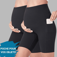 Short de maternité taille haute slim-fit style cycliste : soutien optimal et liberté de mouvement