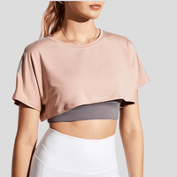 t-Shirt crop sans manche de couleur rose- tenue pour le yoga - Livraison gratuite - site officiel adhocia.com