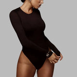 Body Slim juste au corps de yoga noir à manches longues Adhocia