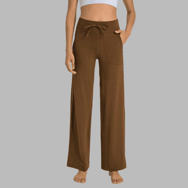 pantalon de yoga evase à poches laterales et lacet de serrage à la taille