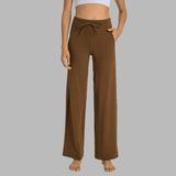 pantalon de yoga evase à poches laterales et lacet de serrage à la taille