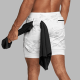 Shorts GIGN de sport 2-en-1 pour hommes avec poches et fermetures éclair