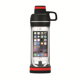 Bouteille d'eau à double fonction-  Rangez vos produits essentiels dans un compartiment étanche intégré.  Matériau Tritan Marque Adhocia Capacité 480-ml Couleur Noir - Transparente