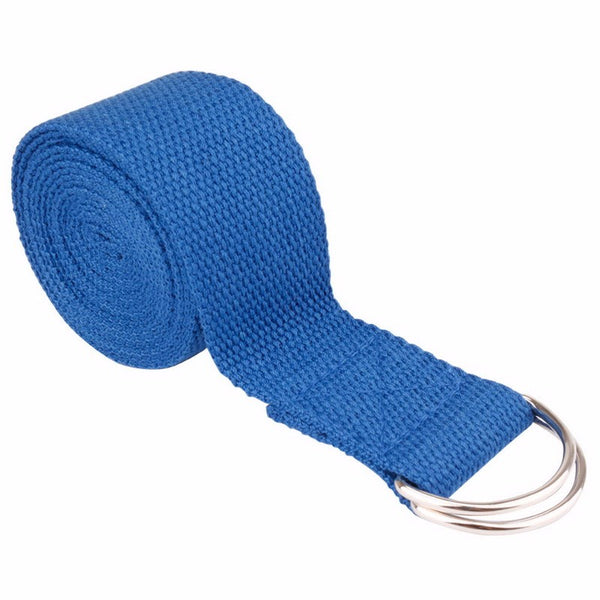 Adhocia™ Sangle bleue de yoga d'étirement 100% coton pour vous aider à réaliser toutes vos postures en confort et progresser au fil des séances.