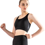 Prémium soutien gorge noir de sport fitness femmes bretelles  en tissu large parfait pour le yoga et le pilates.  Convient parfaitement pour les postures extrêmes.