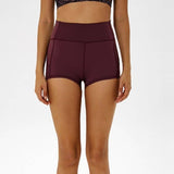 Short court de yoga avec ceinture haute de maintien