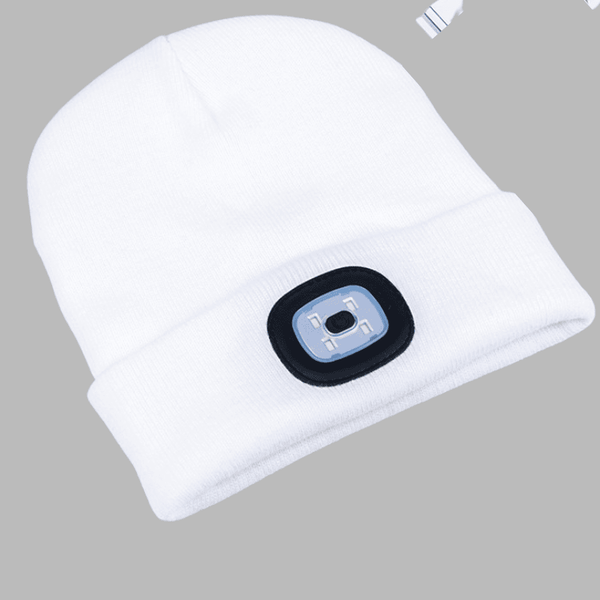 Bonnet tricoté unisexe avec double LED blanc / rouge et batterie USB