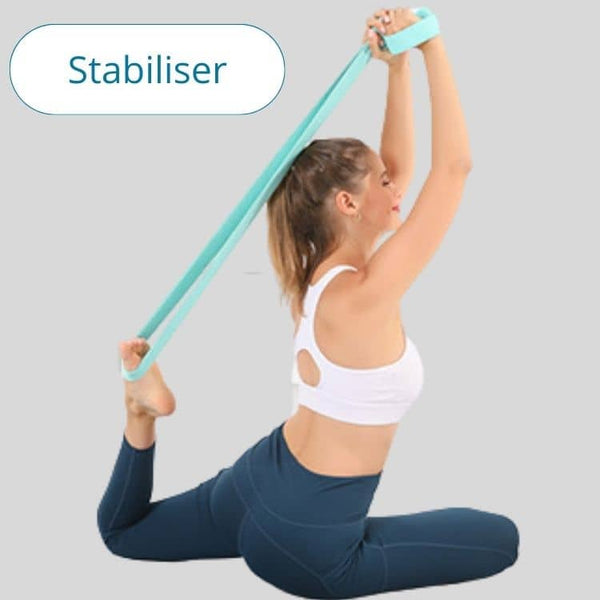 Vos postures de yoga avec une sangle adaptée verte-rouge-violette