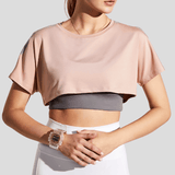 t-Shirt crop sans manche de couleur rose- femme- tenue pour le yoga - Livraison gratuite - site officiel adhocia.com